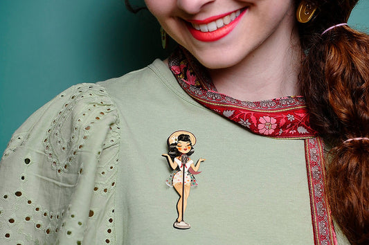 design rockabilly spilla cantante pin up