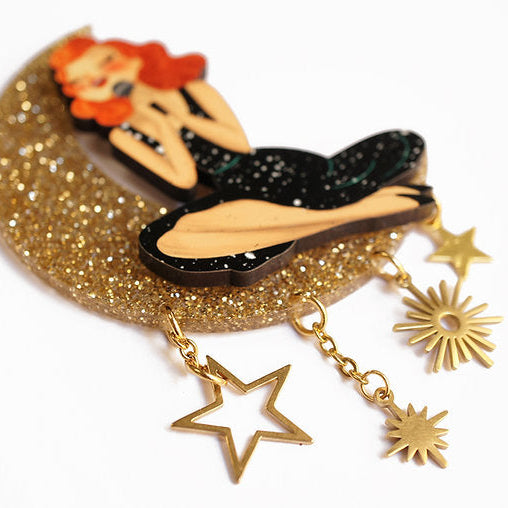 spilla vintage dettaglio pendenti stelle oro 