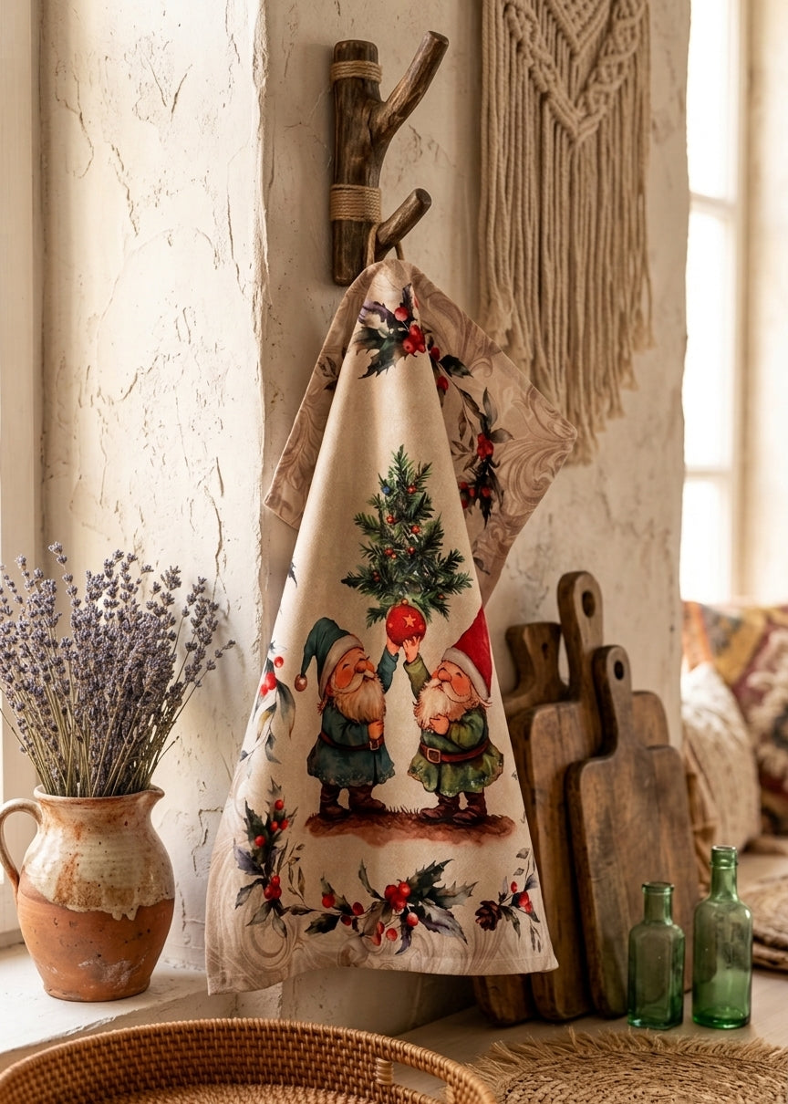 strofinaccio gnomi stile natalizio cucina