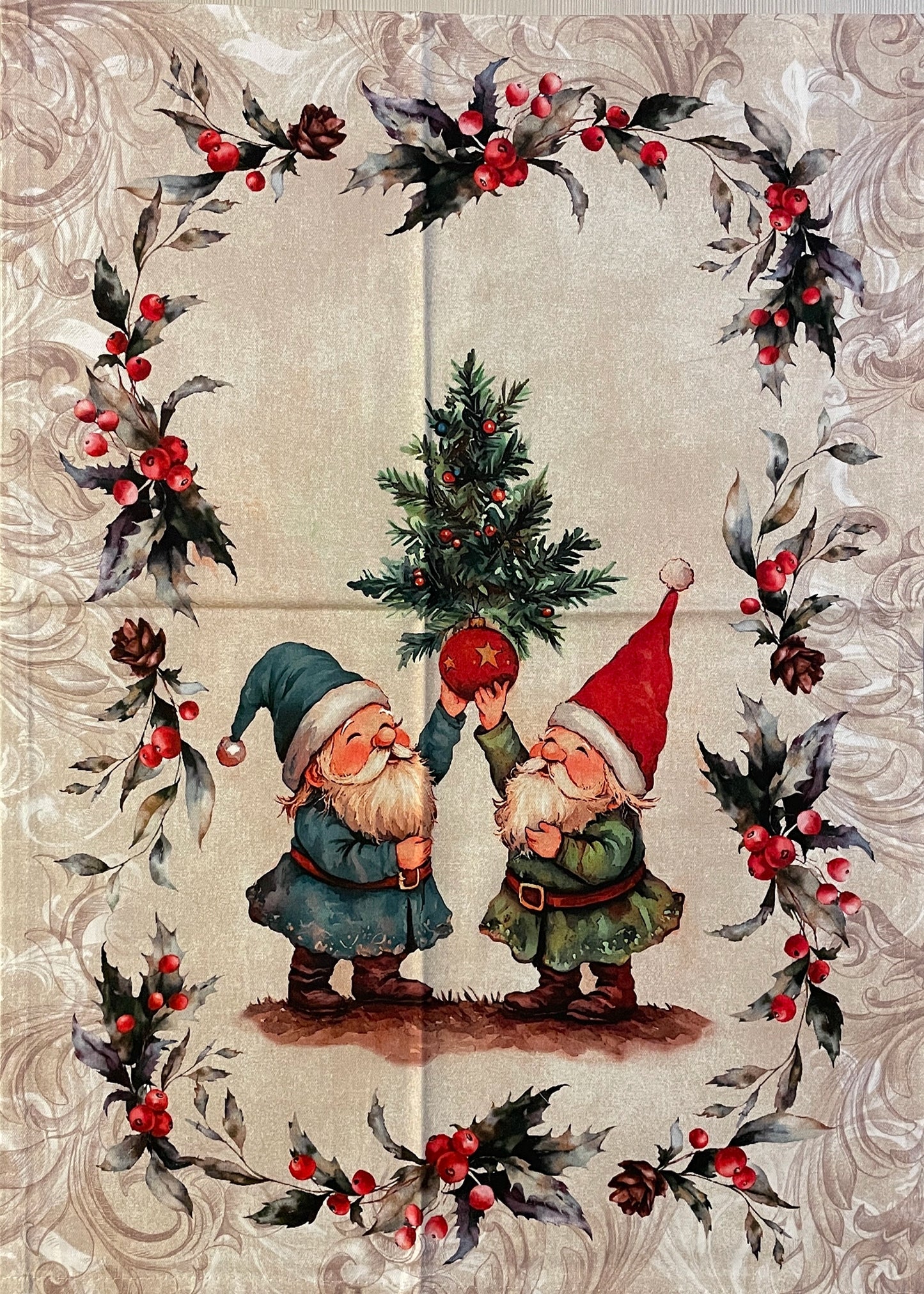 strofinaccio vingi in cotone gnomi natalizi