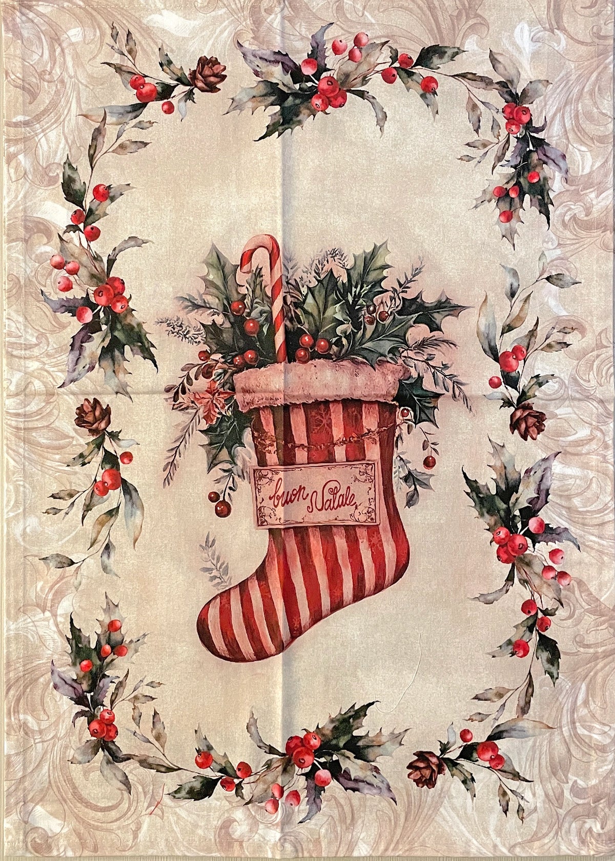 strofinaccio cotone calza buon natale