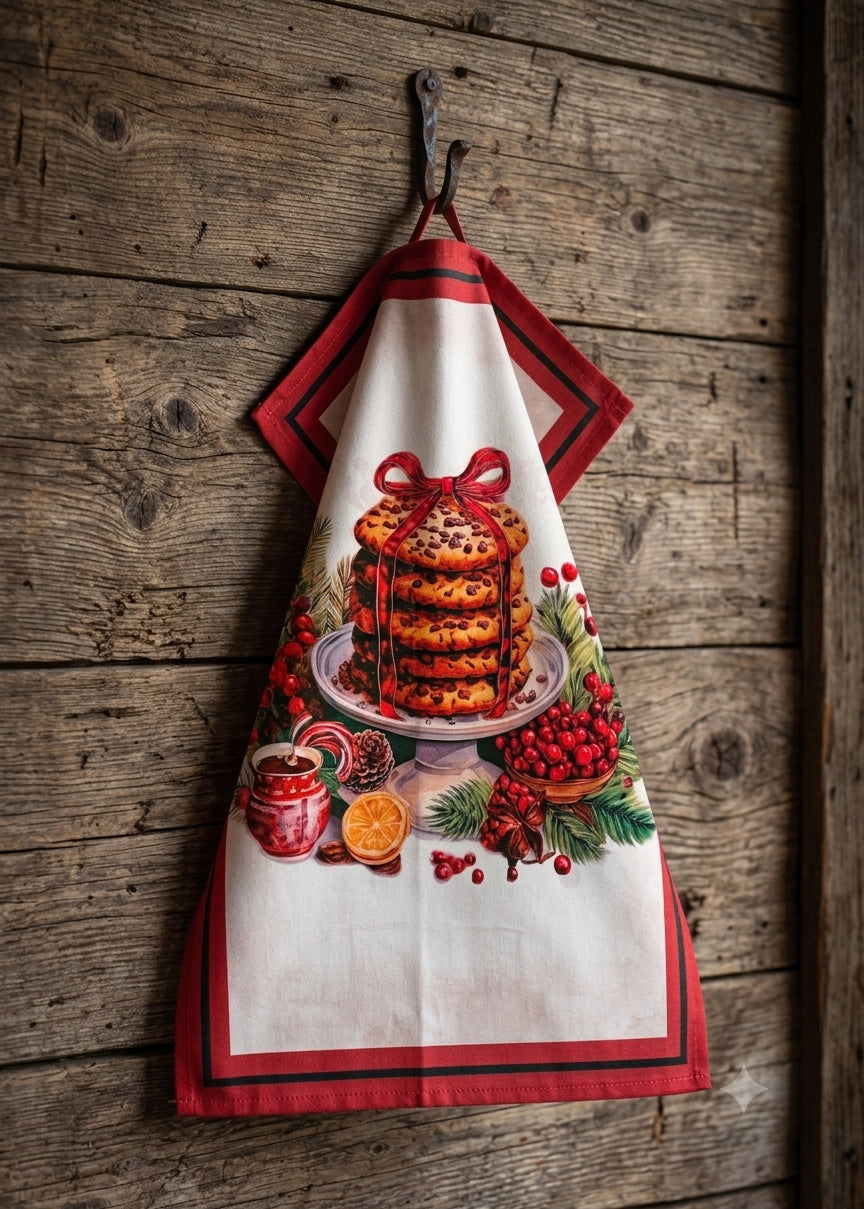 Strofinaccio assortito con stampa di Dolci Natalizi 55x80 cm