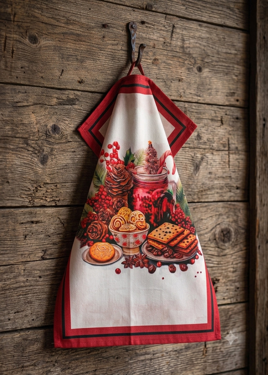 Strofinaccio assortito con stampa di Dolci Natalizi 55x80 cm