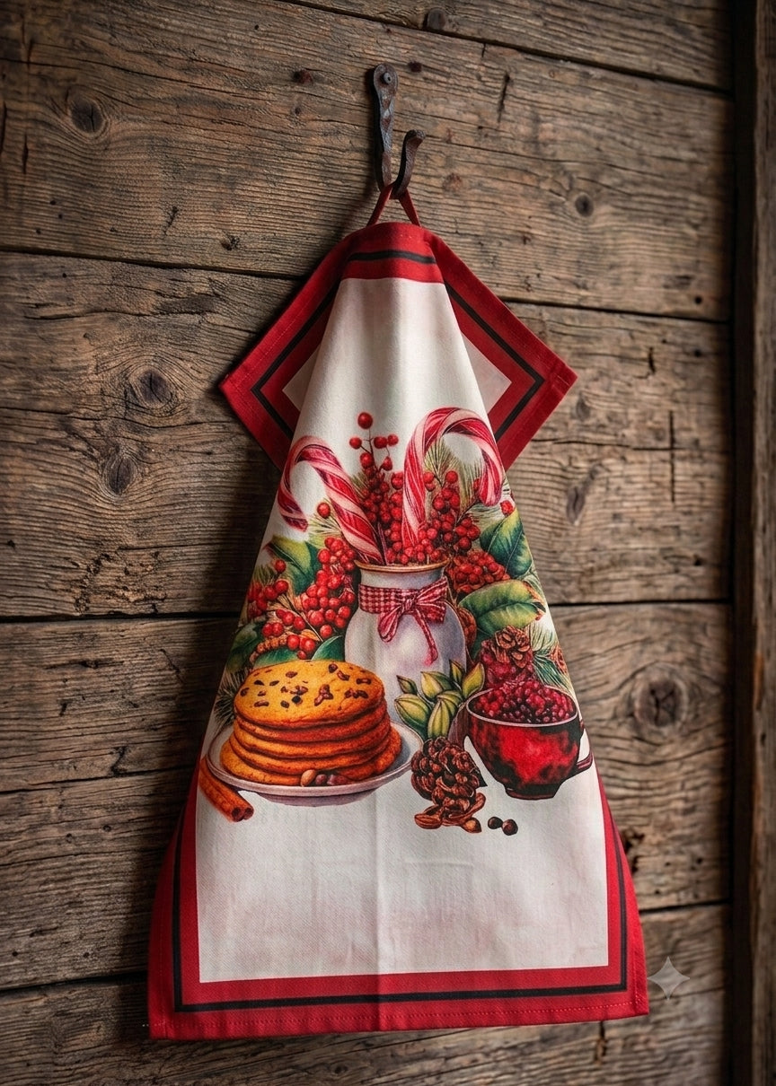 Strofinaccio assortito con stampa di Dolci Natalizi 55x80 cm