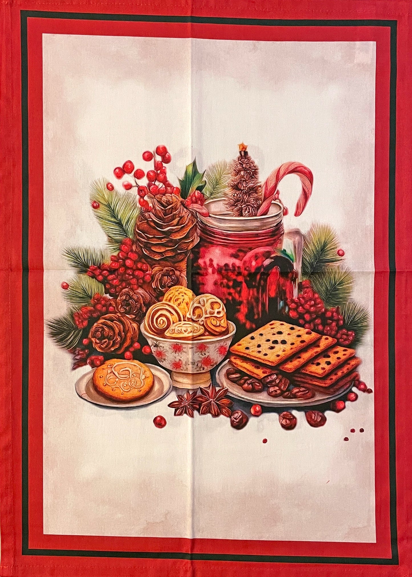 Strofinaccio assortito con stampa di Dolci Natalizi 55x80 cm