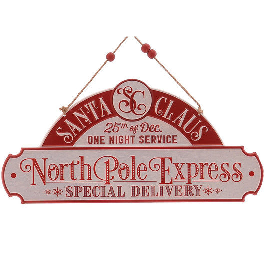 targa natalizia in metallo north pole express
