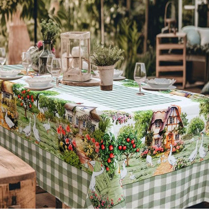 tovaglia stile country 6 persone stampa digitale oche