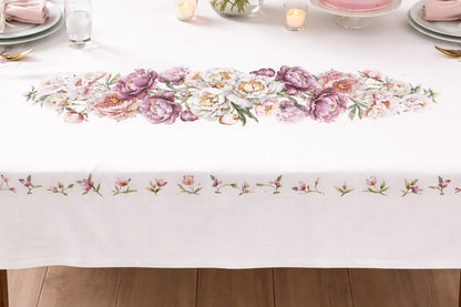 tovaglia 6 persone 100% cotone primavera peonie