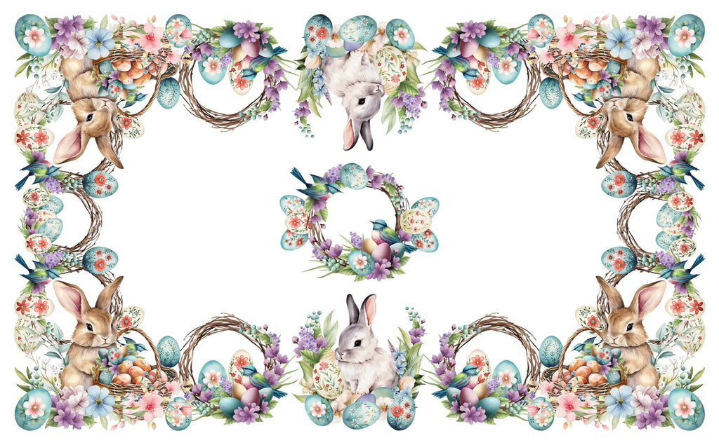 tovaglia 6 persone pasqua coniglietti e uova