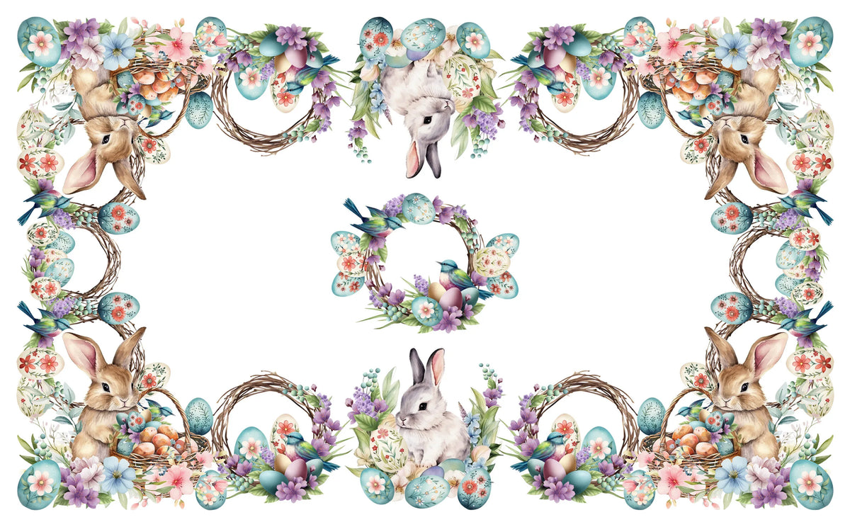 tovaglia 6 persone pasqua coniglietti e uova