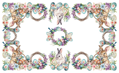 tovaglia 6 persone pasqua coniglietti e uova