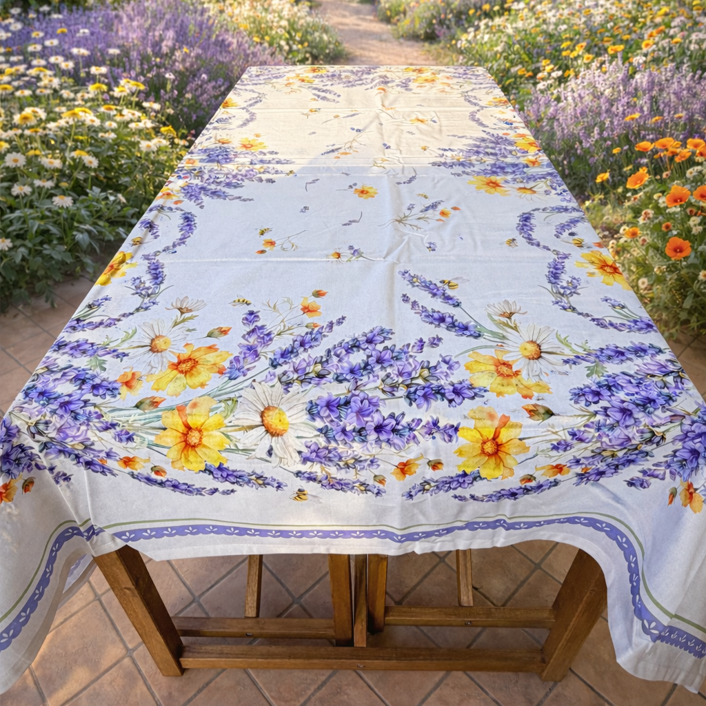 tovaglia cotone 6 persone fiori lavanda