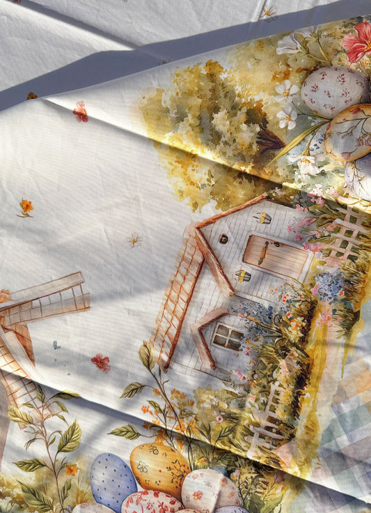 tovaglia vingi uova pasqua e mulini a vento