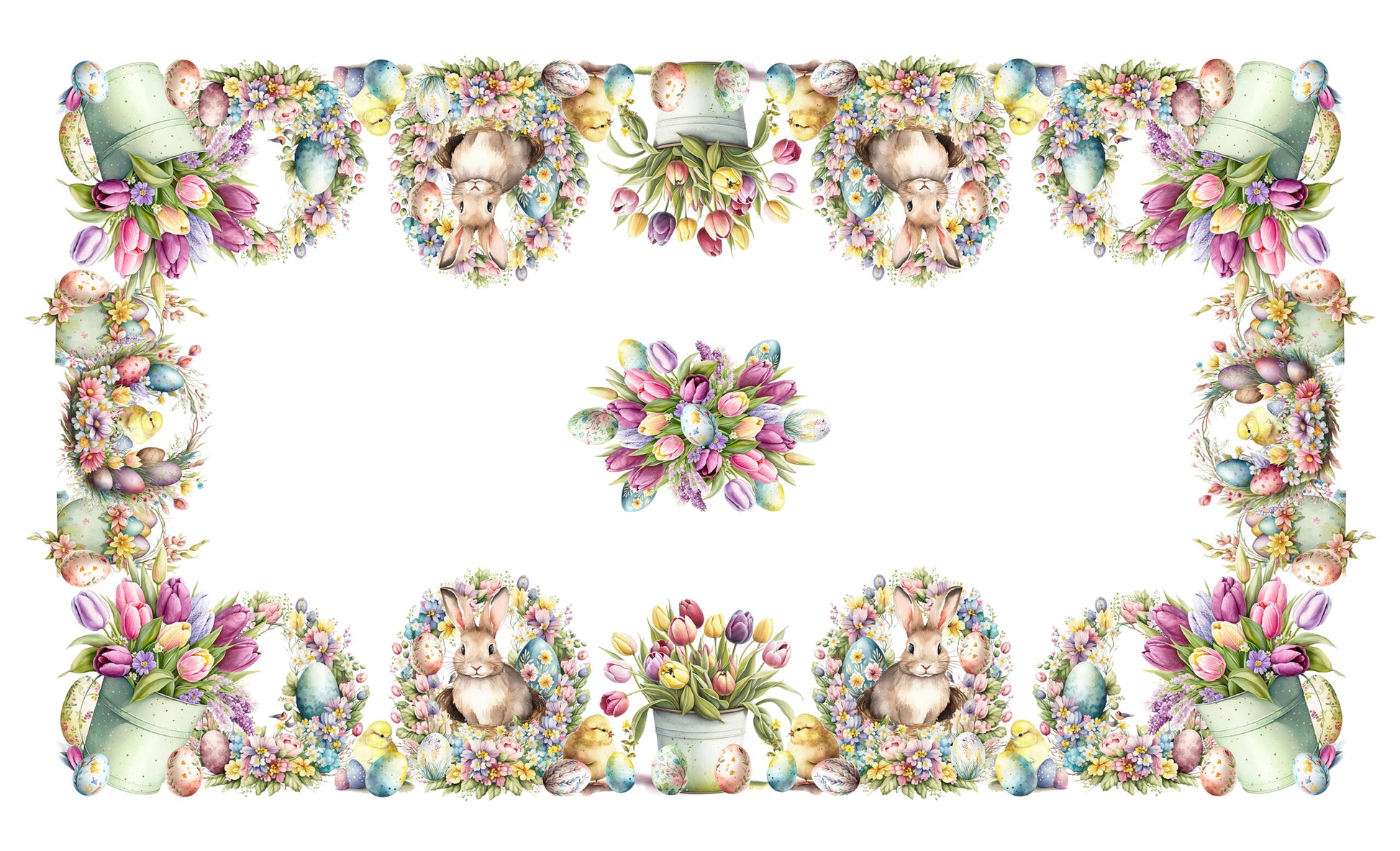 tovaglia coniglio e tulipani