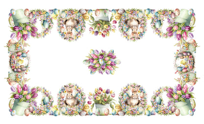 tovaglia coniglio e tulipani