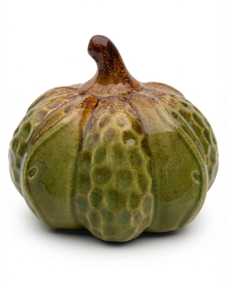 zucca ceramica lucida verde decorazione grande