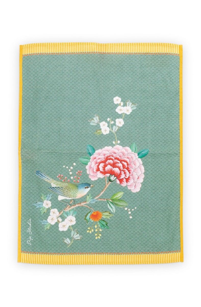 Uccello con fiore rosa canovaccio